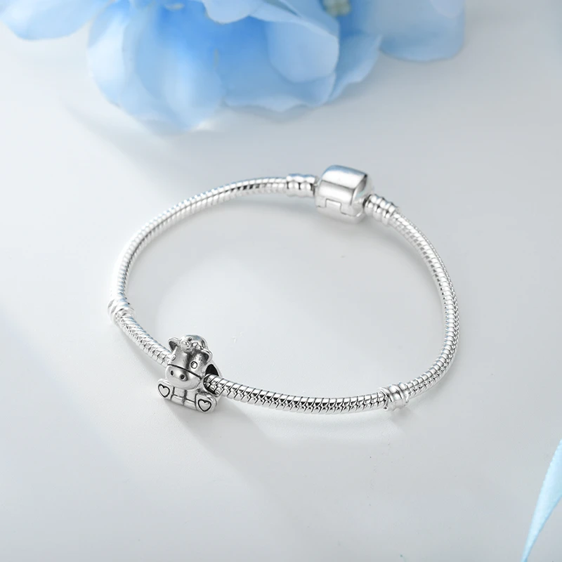 DEVOLOVE милый Бруно Единорог амулеты подходит pandora Шарм оригинальные браслеты