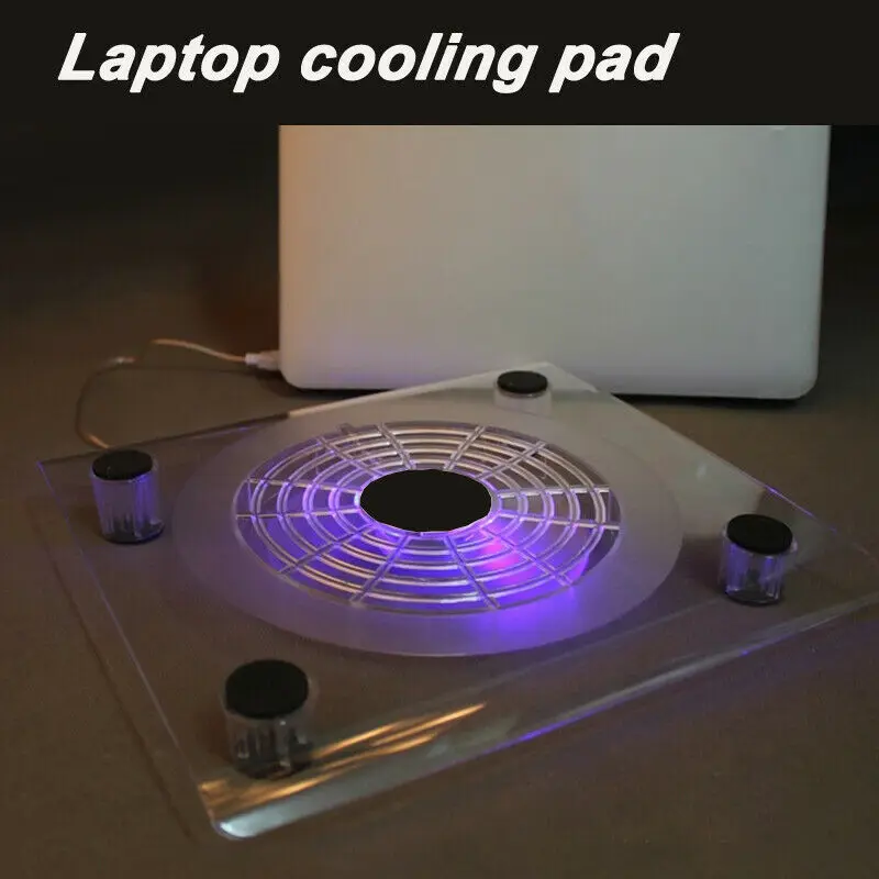 

10"-15" Laptop Cooling Pad Blue LED Notebook 1 Fan USB Cooler Stand Tray