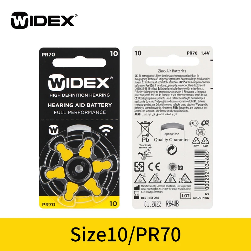 

5 упаковок, A10 + 5 упаковок, A312 батарея для слуховых аппаратов widex