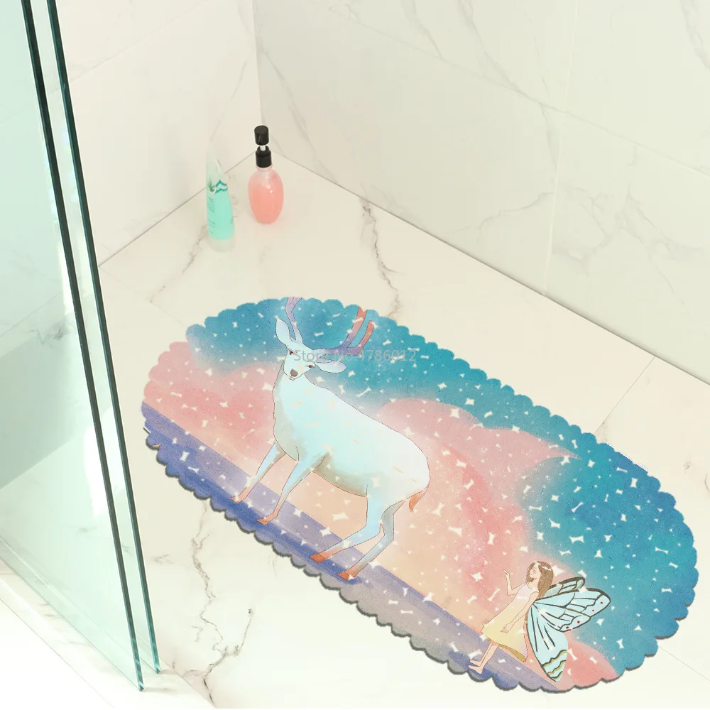 

Elk Figure Balcony Bathroom Mat Hydrophobic Anti-skid Door Mat Swimming Pool Public Place Non-slip Mat