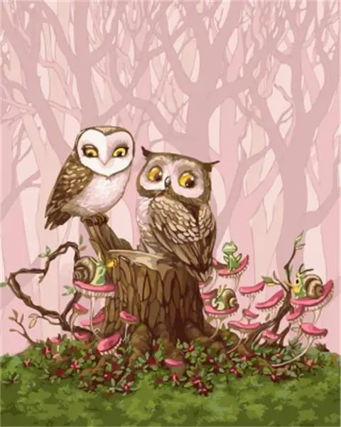 

ArtSailing Animals DIY Oil Painting By Numbers Owl Modern Wall Art Picture For Home Hand Painted On Canvas Gift