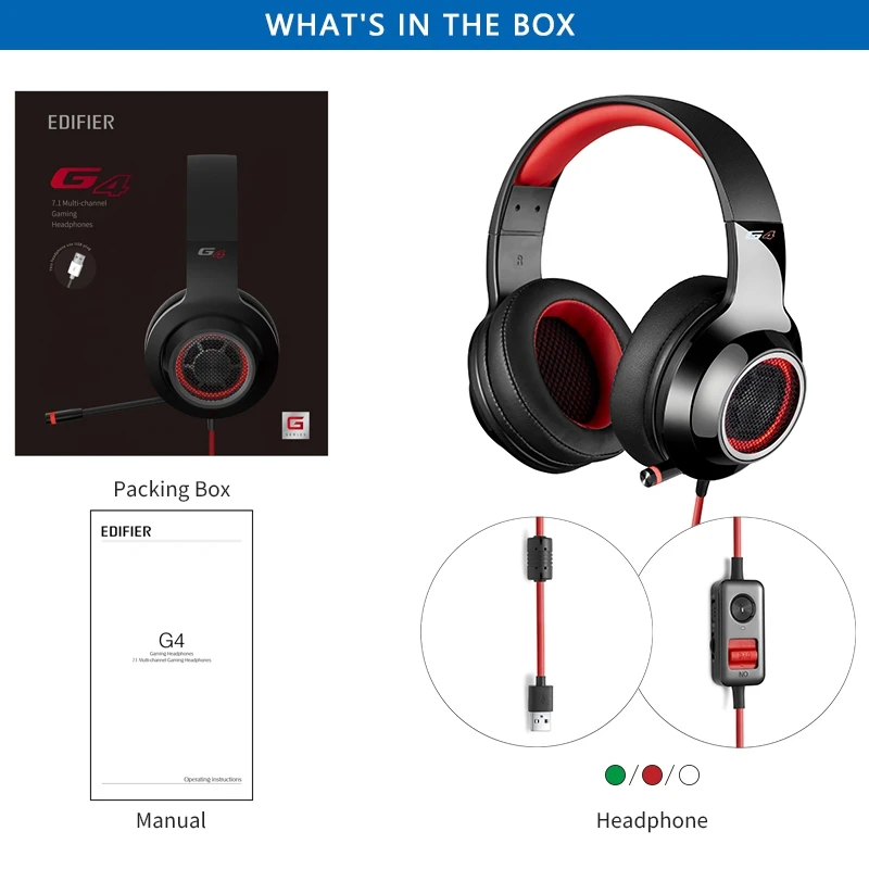 Игровая гарнитура EDIFIER G4 виртуальные звуковые каналы 7 1 с вибрационным эффектом