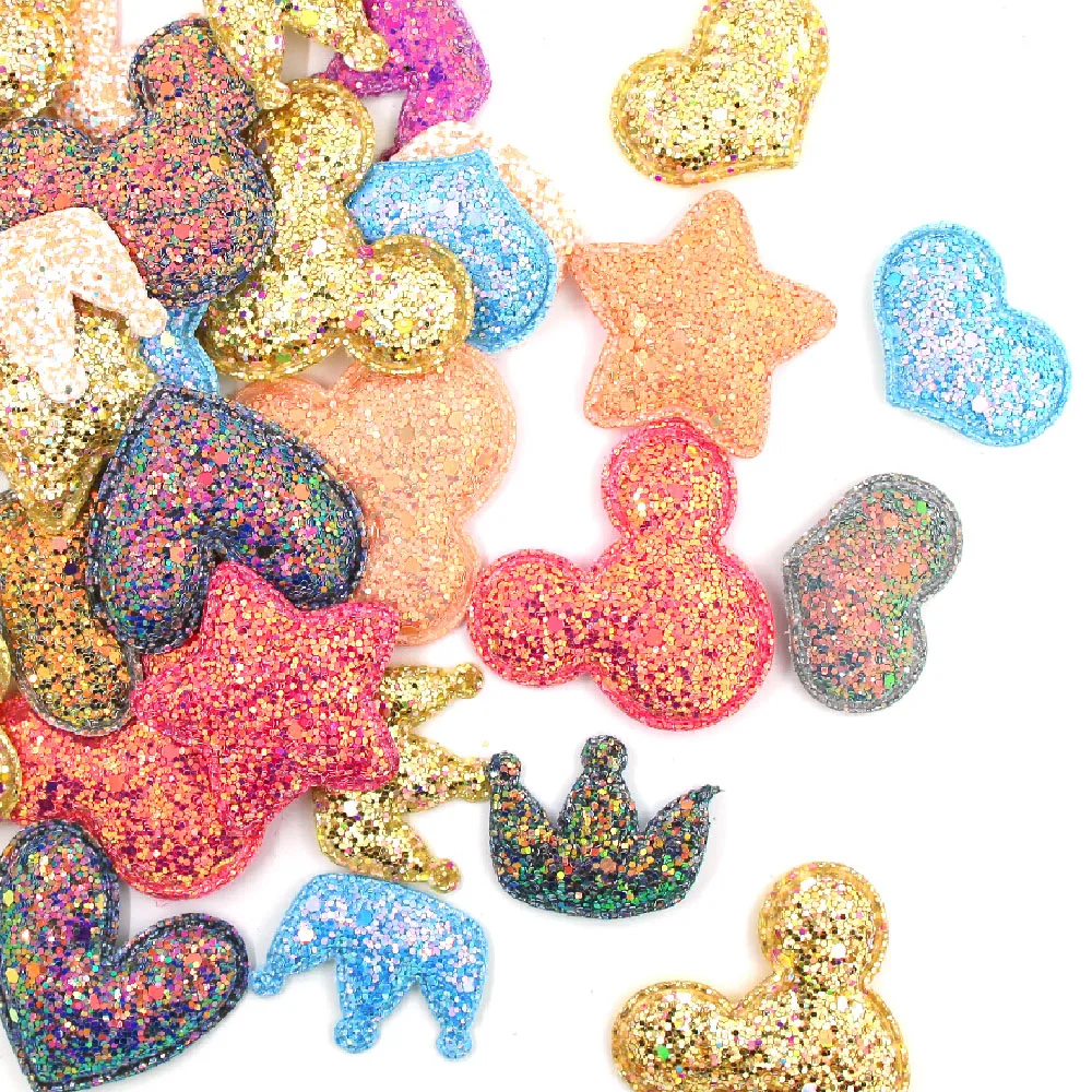 10 шт. блестящих блесток нашивки в виде сердца/звезды/Корона Мягкая аппликация для