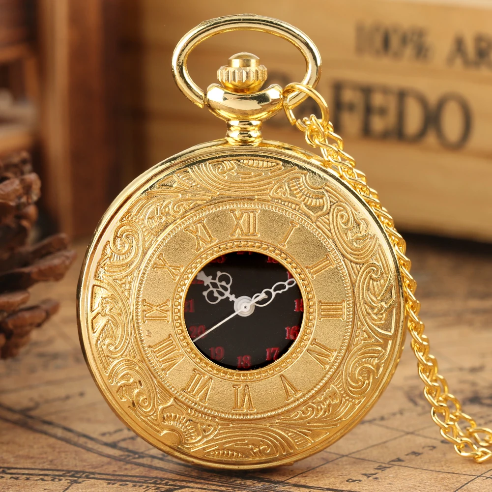 Antique Retro Roman Numeral Display Quartz Pocket Watch Fashion Silver Gold Necklace Pendant Clock Christmas Gifts for Men Women