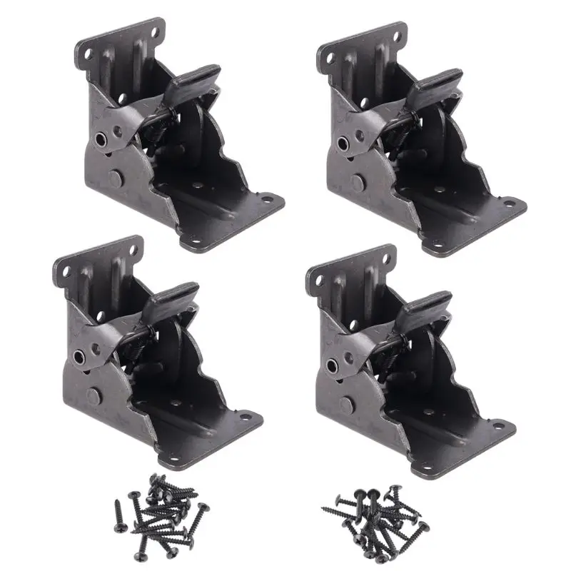 

4Pcs 90 Degree Self-locking Folding Hinges Table Bed Leg Feet Steel Foldable Support Bracket with Screws