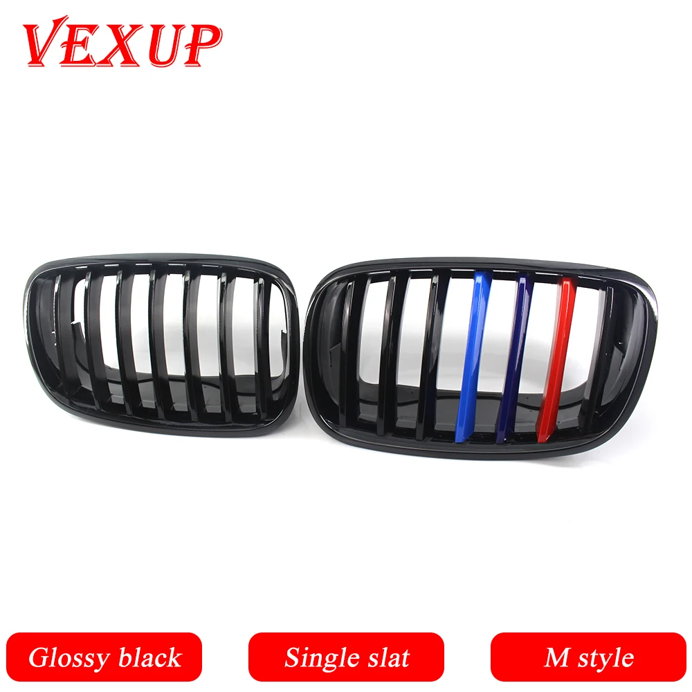 1 пара глянцевая черная Однослойная решетка радиатора передний гриль для BMW X5 X6 E70
