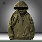 Свитшот мужской с флисовой подкладкой, худи на молнии, Классический пуловер с капюшоном в стиле хип-хоп, утепленная верхняя одежда в стиле милитари, осень