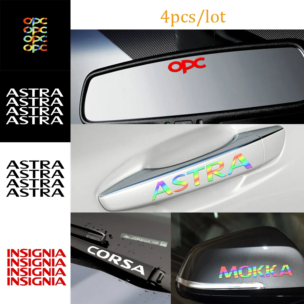 

4Pcs Vinyl Multicolor Reflective Door Handle Window Wiper Stickers For OPEL Opc Astra Insignia Corsa Mokka Vectra Accessories