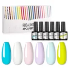 Гель-лак ROSALIND 6 шт.компл. полуперманентные гибридные лаки для дизайна ногтей отмачиваемый гель требуется базовое верхнее покрытие 8 мл чистый цвет для маникюра