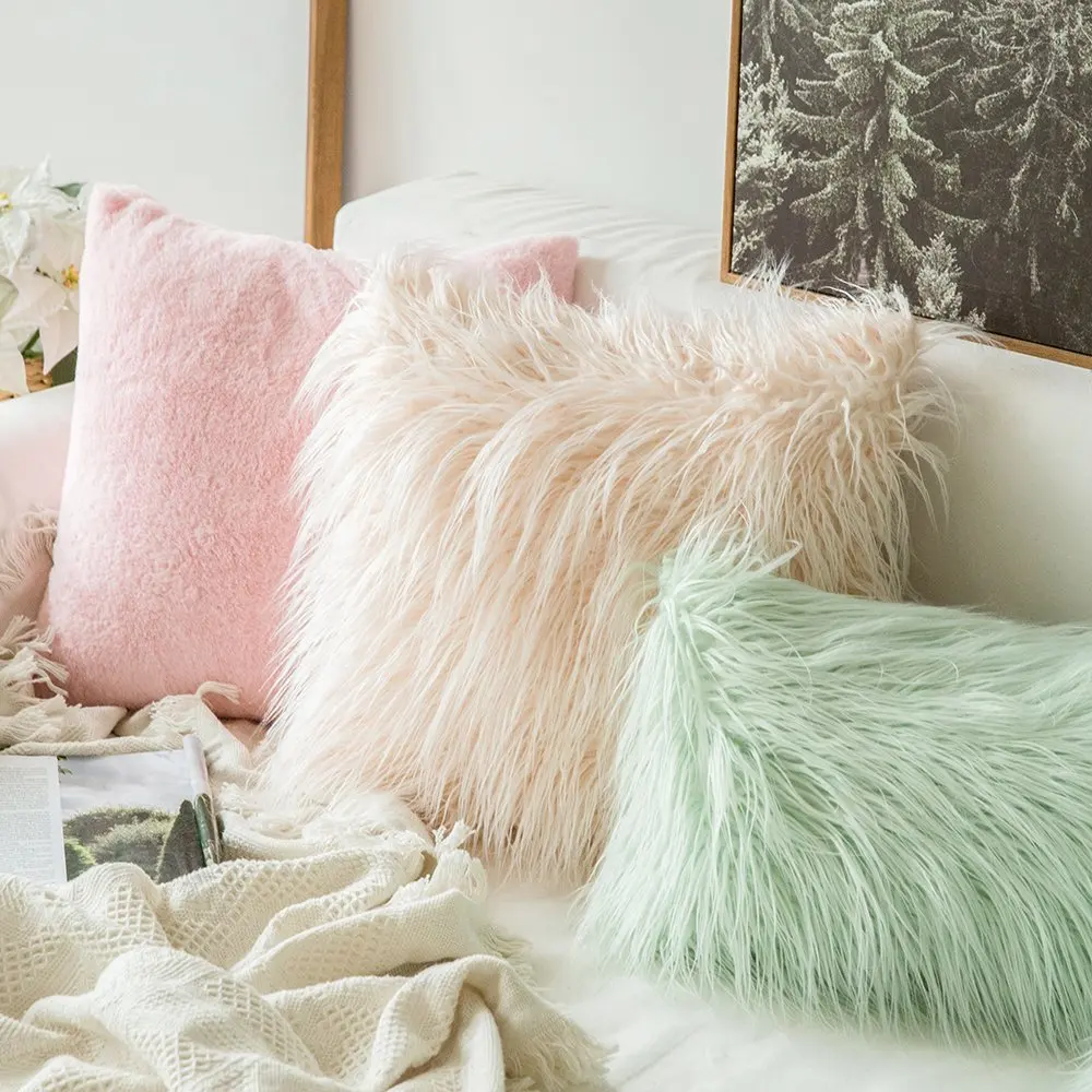 

Soft Fur Plush Cushion Cover Home Decor Pillow Covers Living Room Bedroom Sofa Decorative Pillowcase 45x45cm Shaggy Fluffy Cover