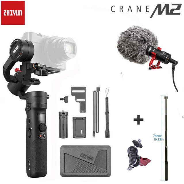 ZHIYUN официальный кран M2 Gimbal для смартфонов беззеркальные экшн компактные камеры Новое поступление 500 г Ручной Стабилизатор - Цвет: add extend pole MIc