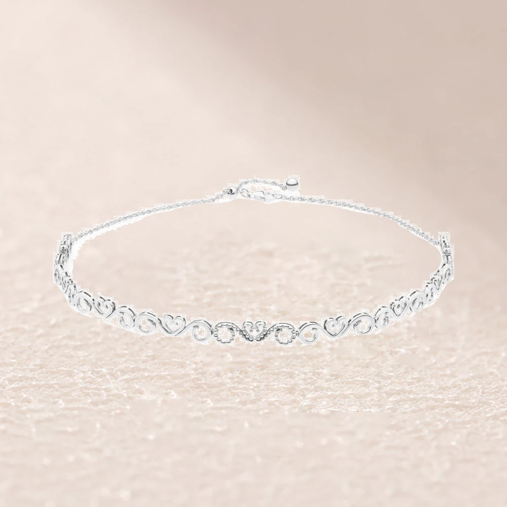 

397129CZ HEART SWIRLS CHOKER NECKLACE