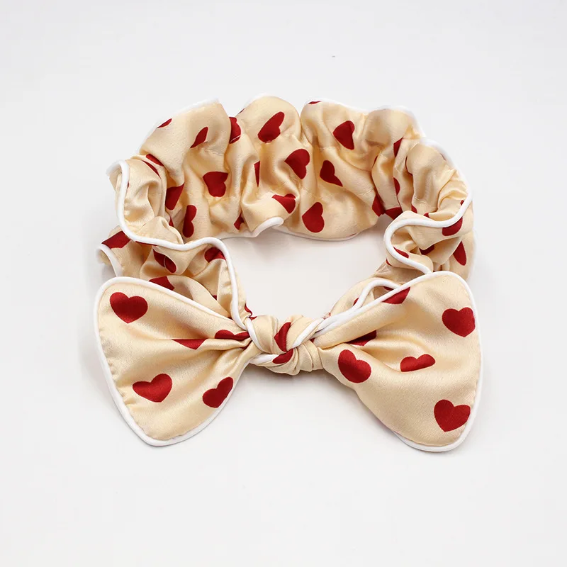 

2021 Heart Rabbit Ear Bow Knot Wash Face Hairbands For Women Girls Makeup Headbands Elastic Ruffles Headwear Hair Accessories