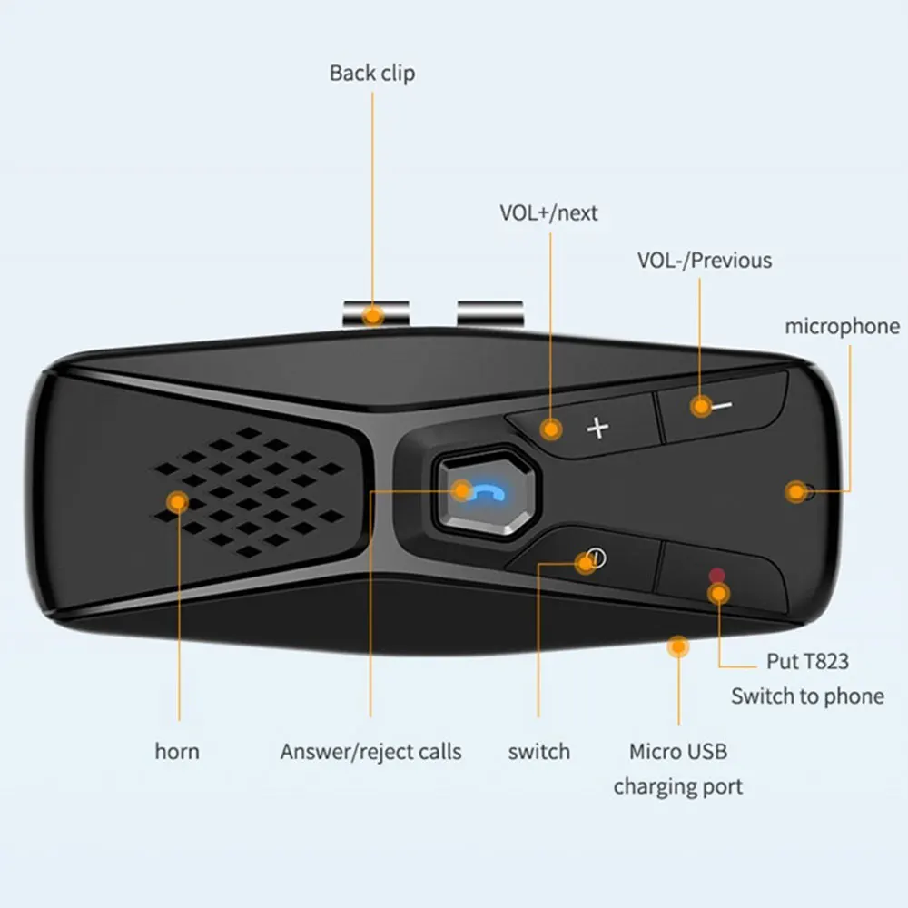 Bluetooth Car Handsfree MP3 Player Auto Stereo Hands free Kit Wireless SpeakerPhone Sun Visor BT Audio Adapter | Автомобили и