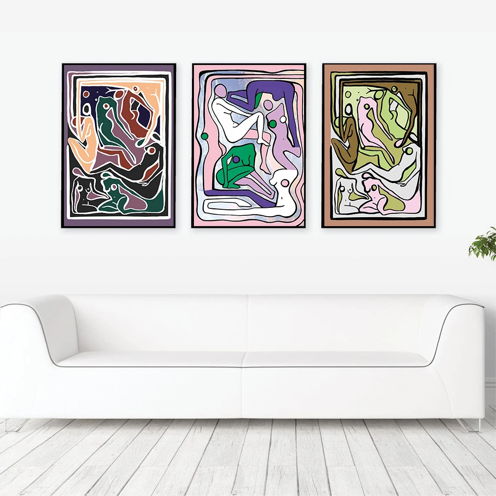 Экстатические Nudes абстрактные строительные искусства скандинавские плакаты и