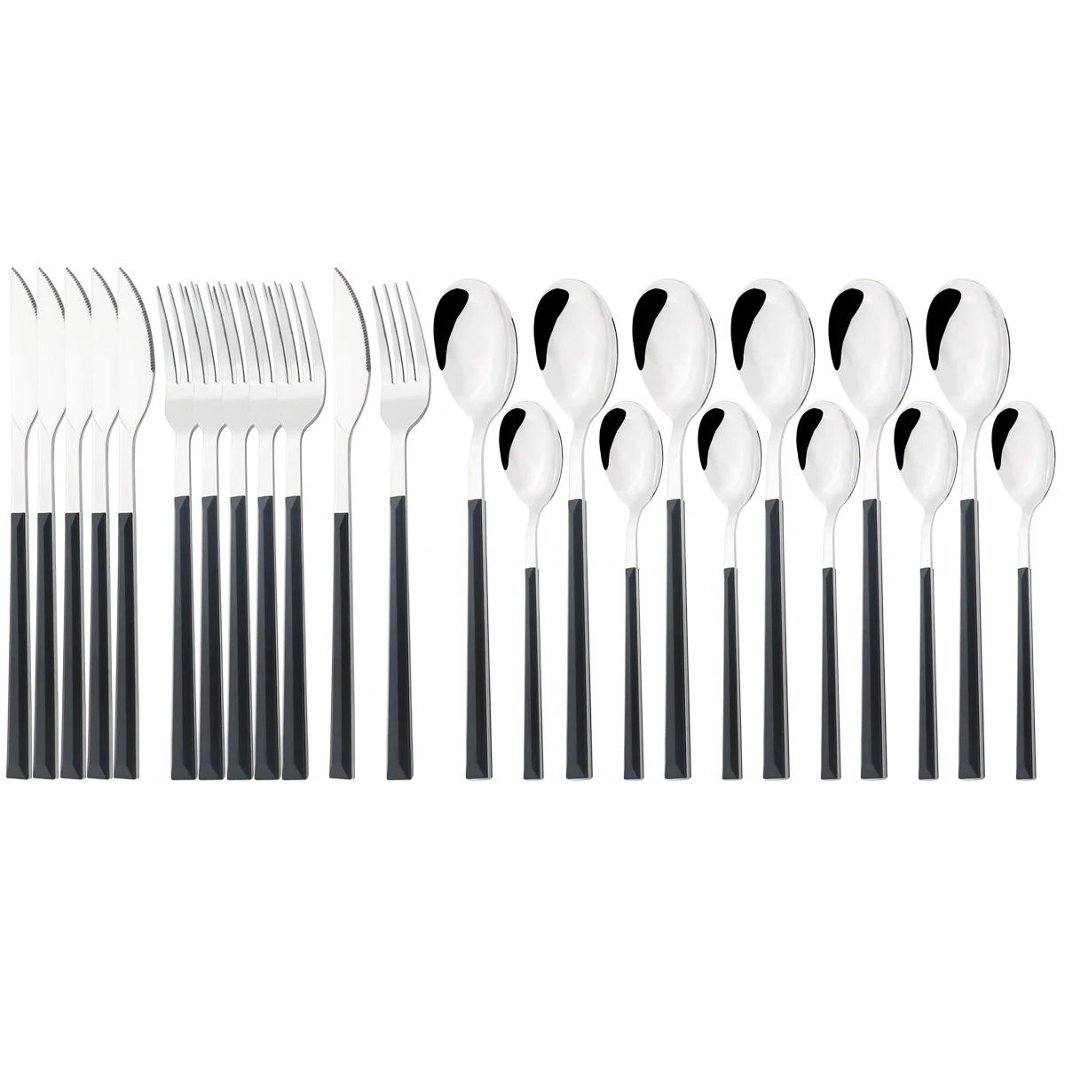 

6People Stainless Steel Dinnerware Imitation Wooden Handle Cutlery Set Knife Fork Spoon Dinner Tableware Kitchen Silverware Set