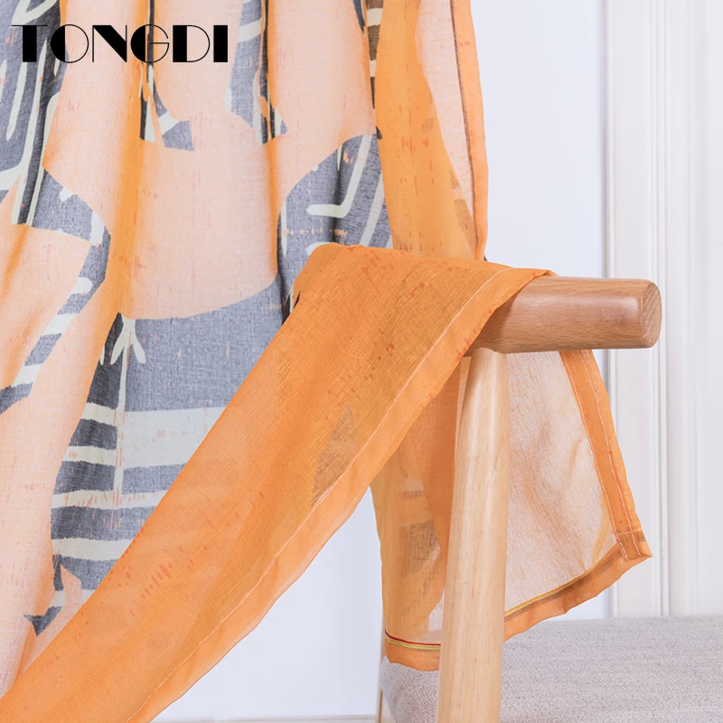 Тюлевые шторы TONGDI с цифровым принтом элегантные прозрачные украшения в виде