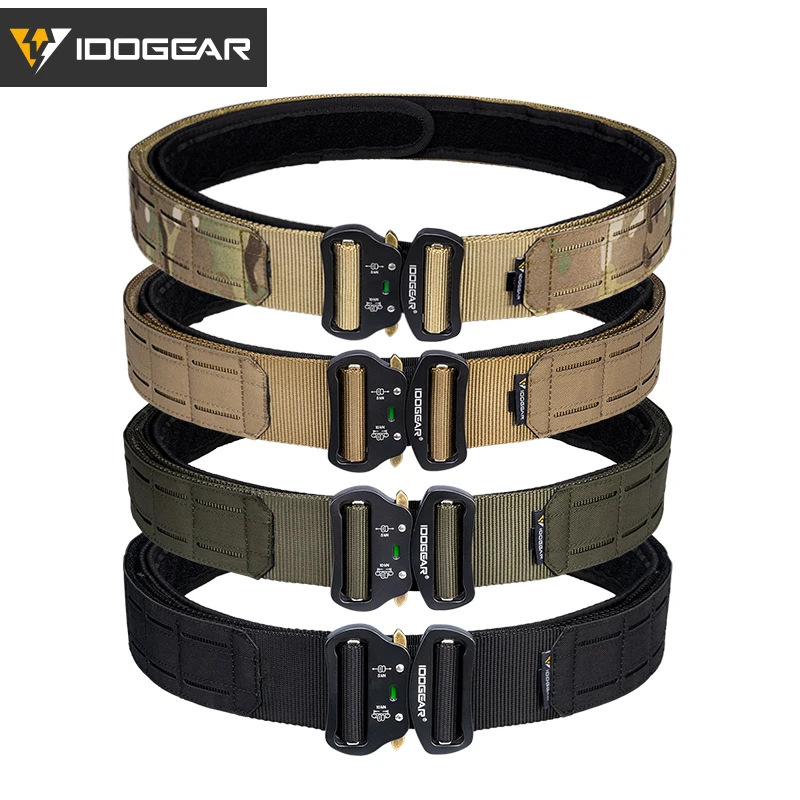 

IDOGEAR 2 Inch Tactical Belt Quick Release Metal Buckle Laser MOLLE Mens Belts Camo airsoft tactical battle belt