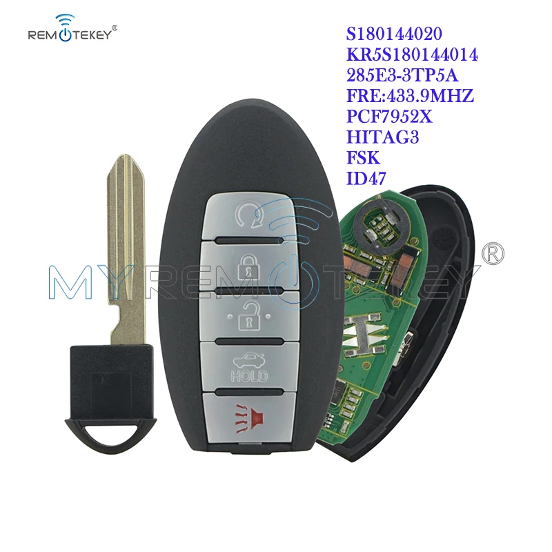 

Remtekey KR5S180144014 Smart key 5 button 433.9MHZ FSK HITAG-3 ID47 PCF7952X for Nissan Altima