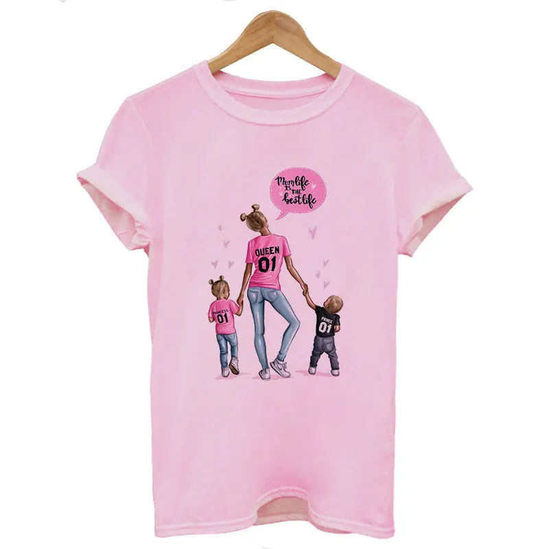 2019 New Women T-shirt Casual Harajuku Mom and Baby Print Tops Tee Summer Female T Shirt Short Sleeve for Clothing | Женская одежда