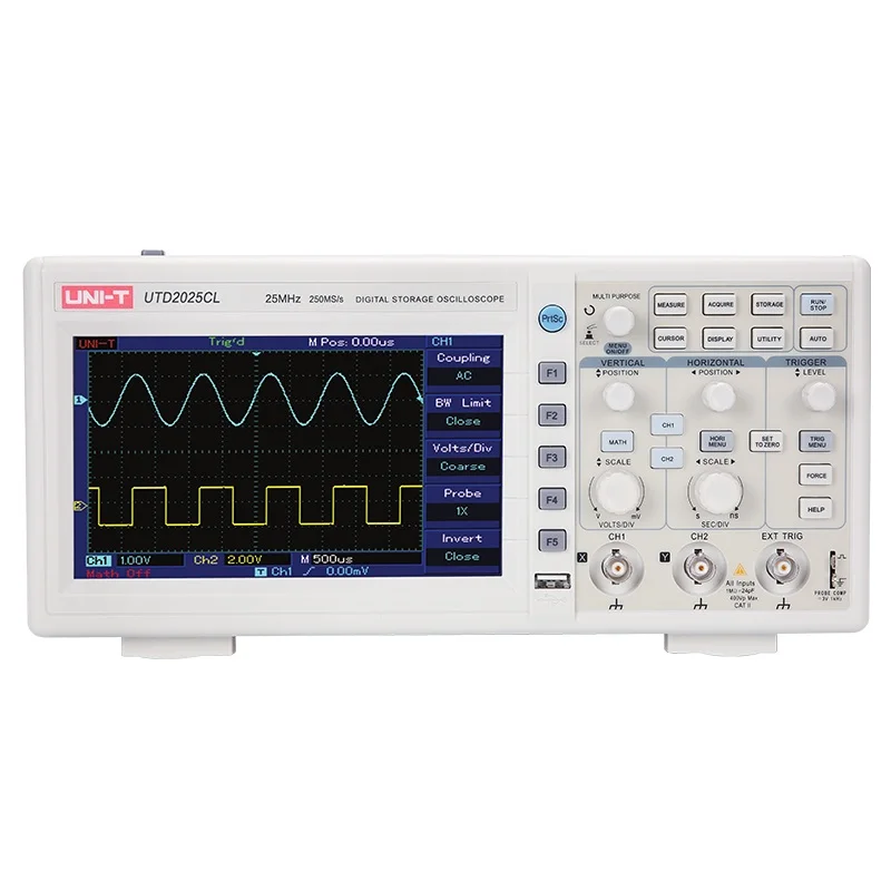 

UNI-T Digital Storage Oscilloscope UTD2025CL/UTD2052CL/UTD2052CEX/UTD2102CEX 25MHz/50MHz/100MHz 250MS/s/500MS/s/1GS/s 2CH