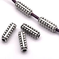 100pcs antique silver zinc alloy dots 5x5x15mm tube beads spacer diy jewelry d14