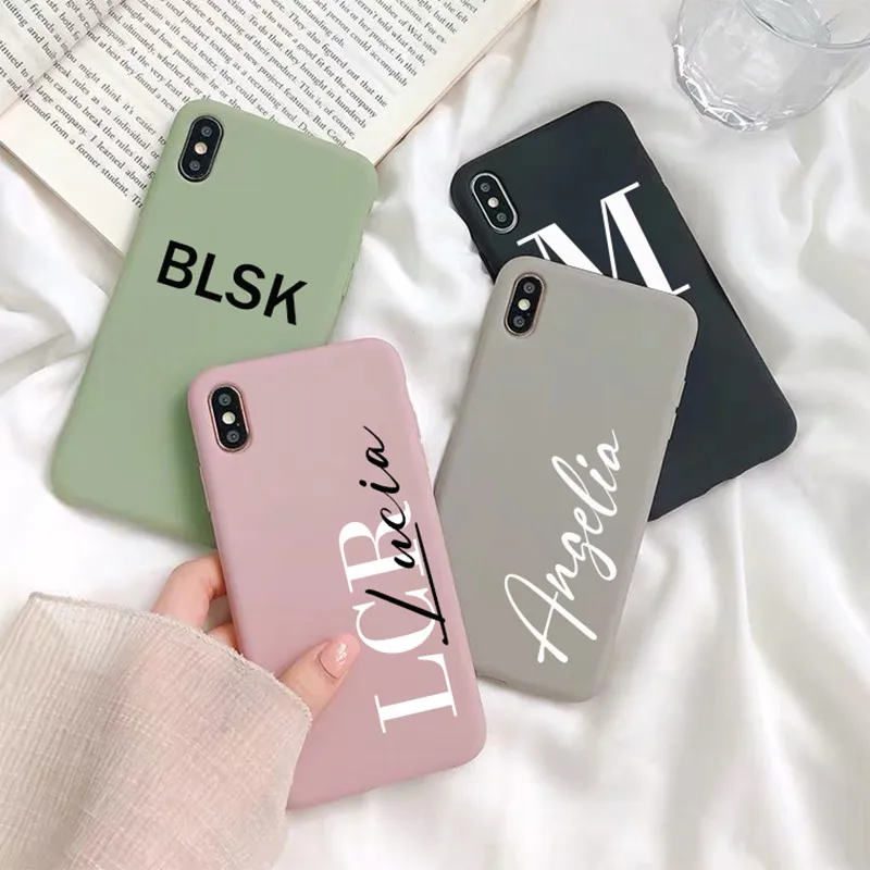 Custom Name DIY Letters Case for iPhone 13 Case 12 11 Pro Max SE 2020 Cover Luxury Silicone Funda for iPhone 8 Plus X S XR 6 7
