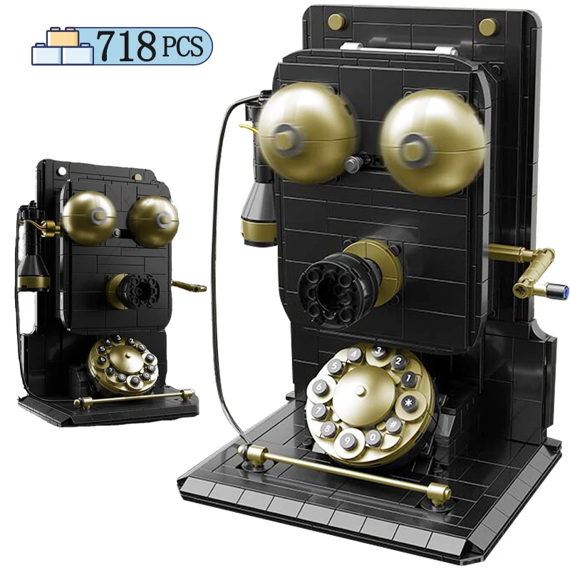 

718pcs City 1:3 Retro Nostalgic Landline Model Building Blocks Friends House Ornament Telephone Bricks Toys For Children Gifts