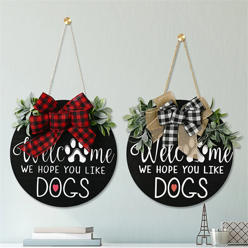 

Christmas Wall Decoration Welcome Sign Door Sign Wreath Porch Decorative Outdoor Hanging Gift Craft Wooden Sign 30X30cm