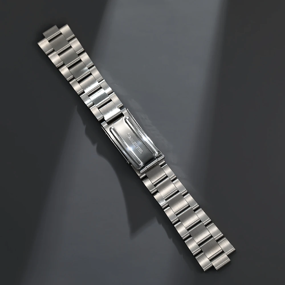 18mm 19mm 20mm Stainless Steel Curved End Oyster Silver Watch Band Strap Bracelet Fit For Seiko 5 Watch
