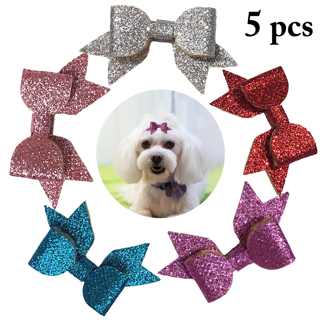 5 шт. зажим для волос из искусственной кожи домашних животных декоративный блеск