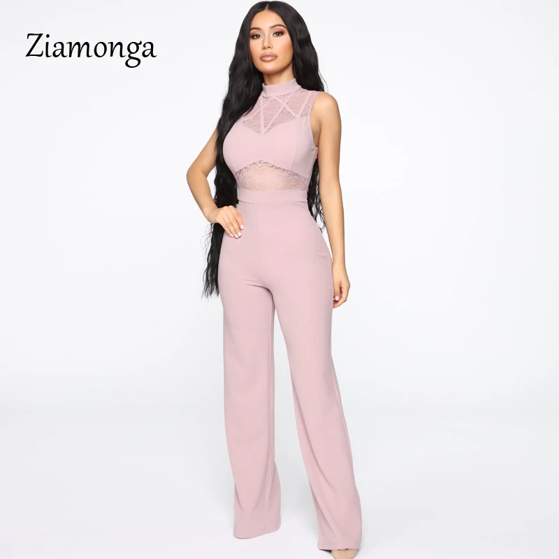 Apricot Ziamonga Для женщин комбинезон роскошь кружева лоскутное Прозрачный осен - Цвет: Apricot