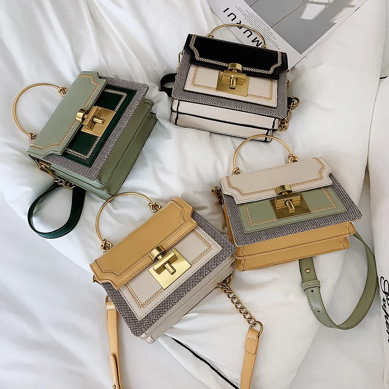 

Luxury Brand Designer Chian Pathwork Color-Block Women Crossbody Shoulder Bags Vintage Messenger HandBags Ladies Casual Clutch