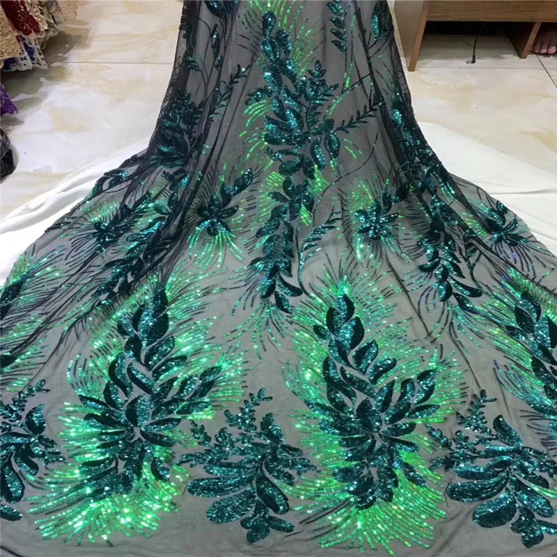 

Sequins Lace Fabric High Quality 2019 African Tulle Lace Fabric with Sequin Nigerian Lace for Wedding Party
