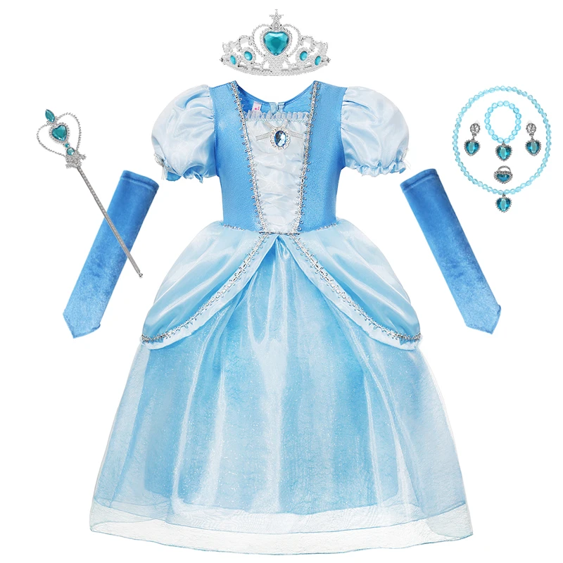 

Princess Cinderella Dress Halloween Christmas Ball Gown Girls Cosplay Costume Kids Clothes for Birthday Party