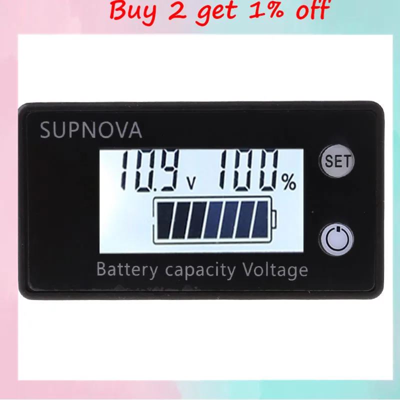 Battery Capacity Indicator 8V-100V DC Lead Acid Lithium LiFePO4 Car Motorcycle Voltmeter Voltage Gauge - 12V 24V 48V 72V image 2