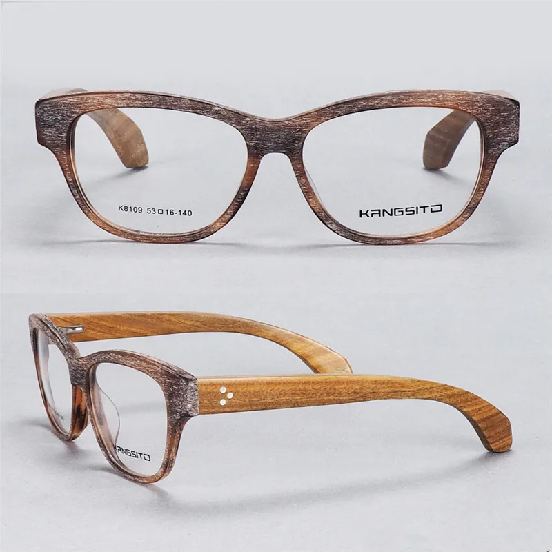 

Vintage Acetate Wood Temple Glasses Frame Unisex Progressive Multi-focal Lens Optical Eyewear See Near Far Reading Eyeglasses