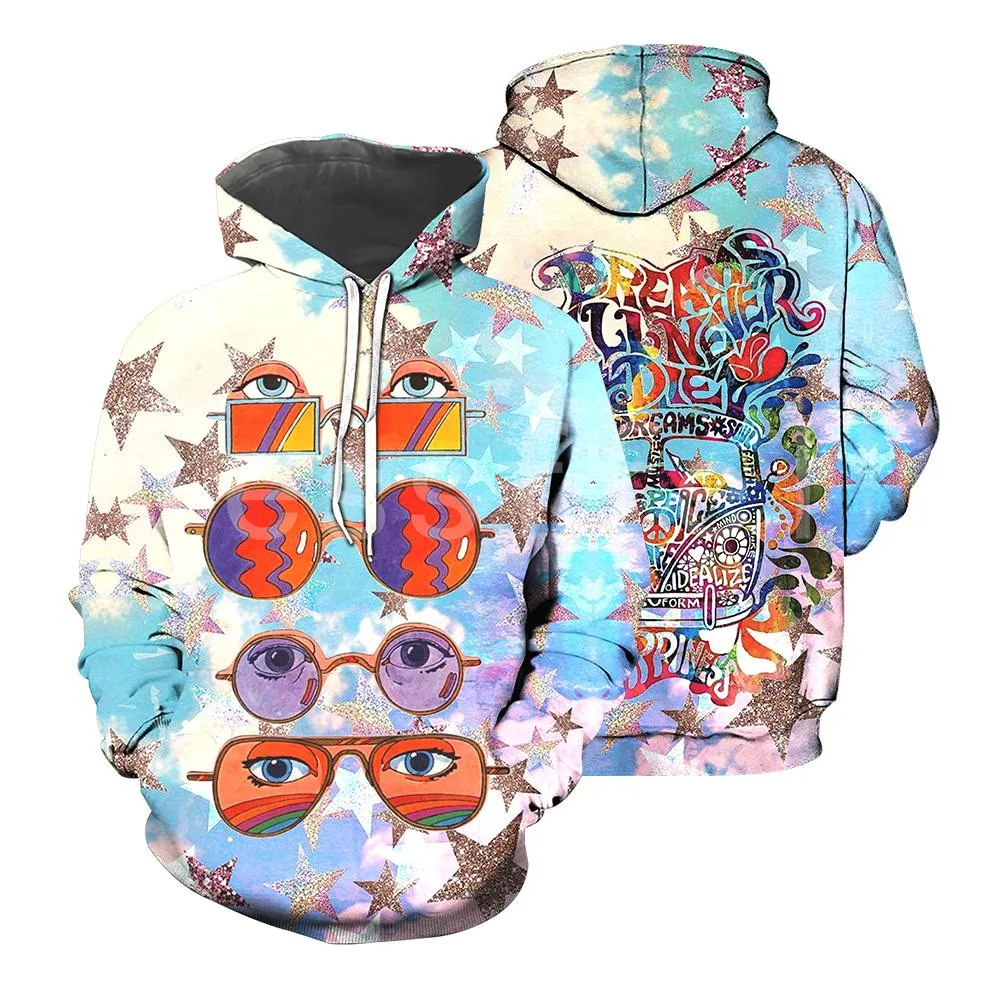 Новинка 2021 модный мужской/женский свитшот с капюшоном и 3D-принтом в стиле хиппи