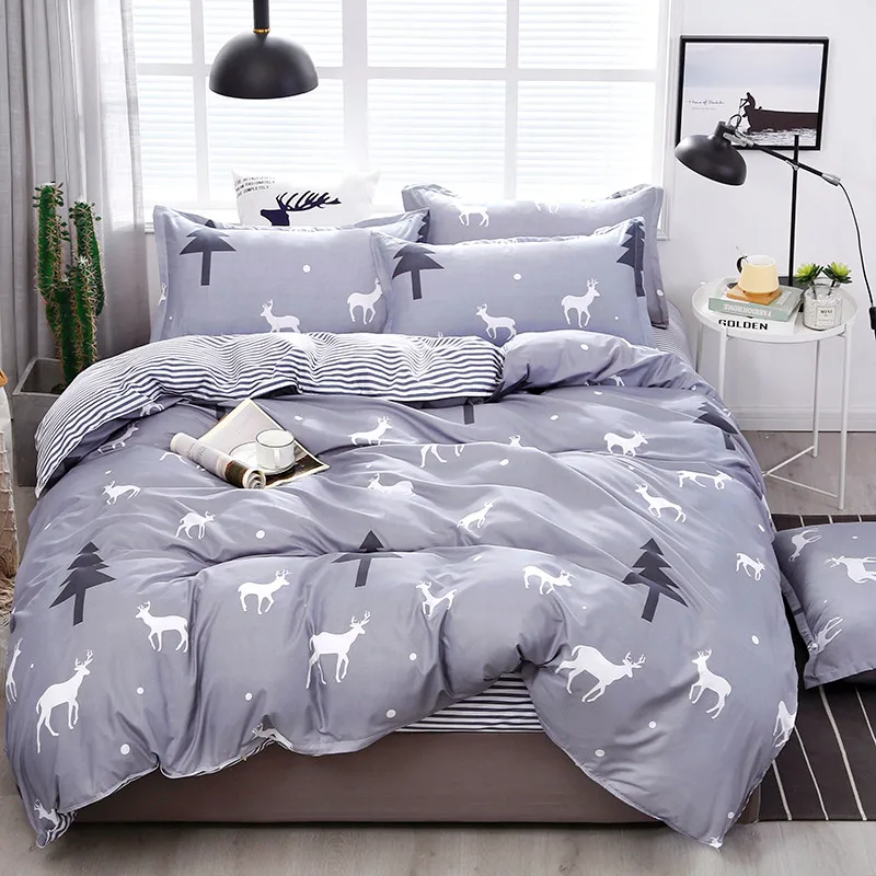 

Solstice Home Textile Flamingo Gray Bedding Set Kid Teen Boy Girl Linen Duvet Quilt Cover Pillowcase Bed Sheet King Queen 3/4Pcs