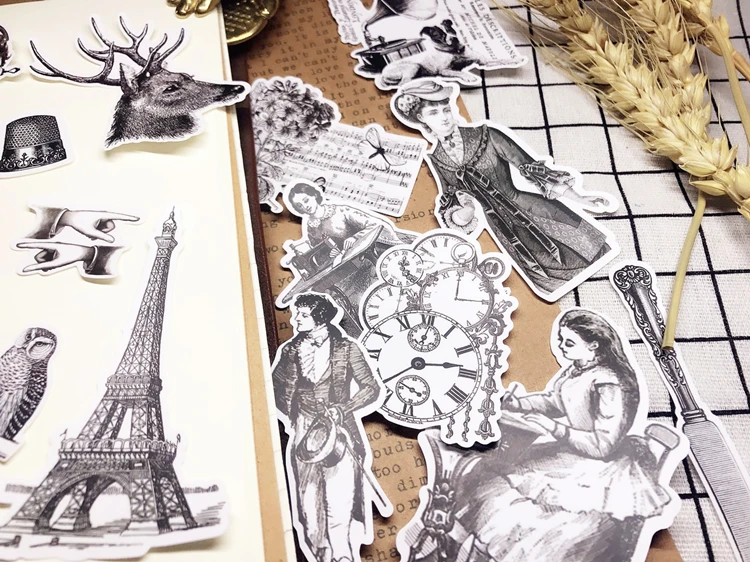 Наклейка Черная/белая в винтажном стиле 16 цветов | Дом и сад