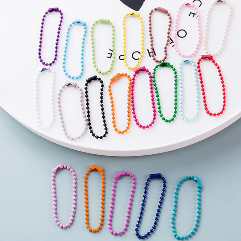

30pcs/lot Multicolors 2.4mm Round Ball Bead Chains 12cm Lengthwith Connector for DIY Key/Pendant/Handmade Accessories Jewelry Ma