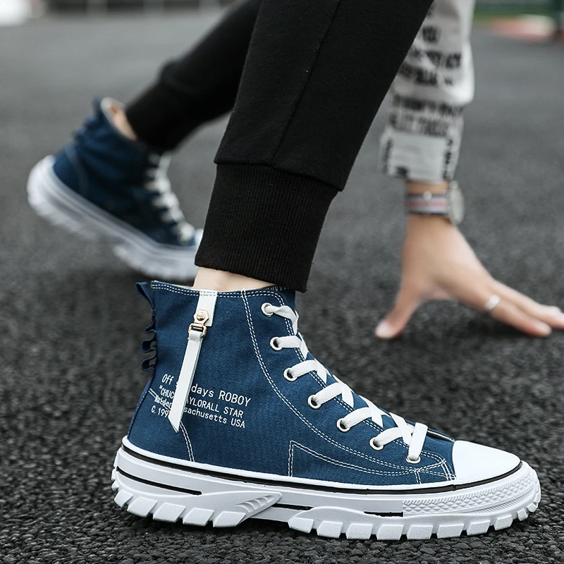 

men 39 s shoes men oxford vulcanize shoes Korean men's shoes canvas shoes wild men's casual trend high-top to help tides shoes