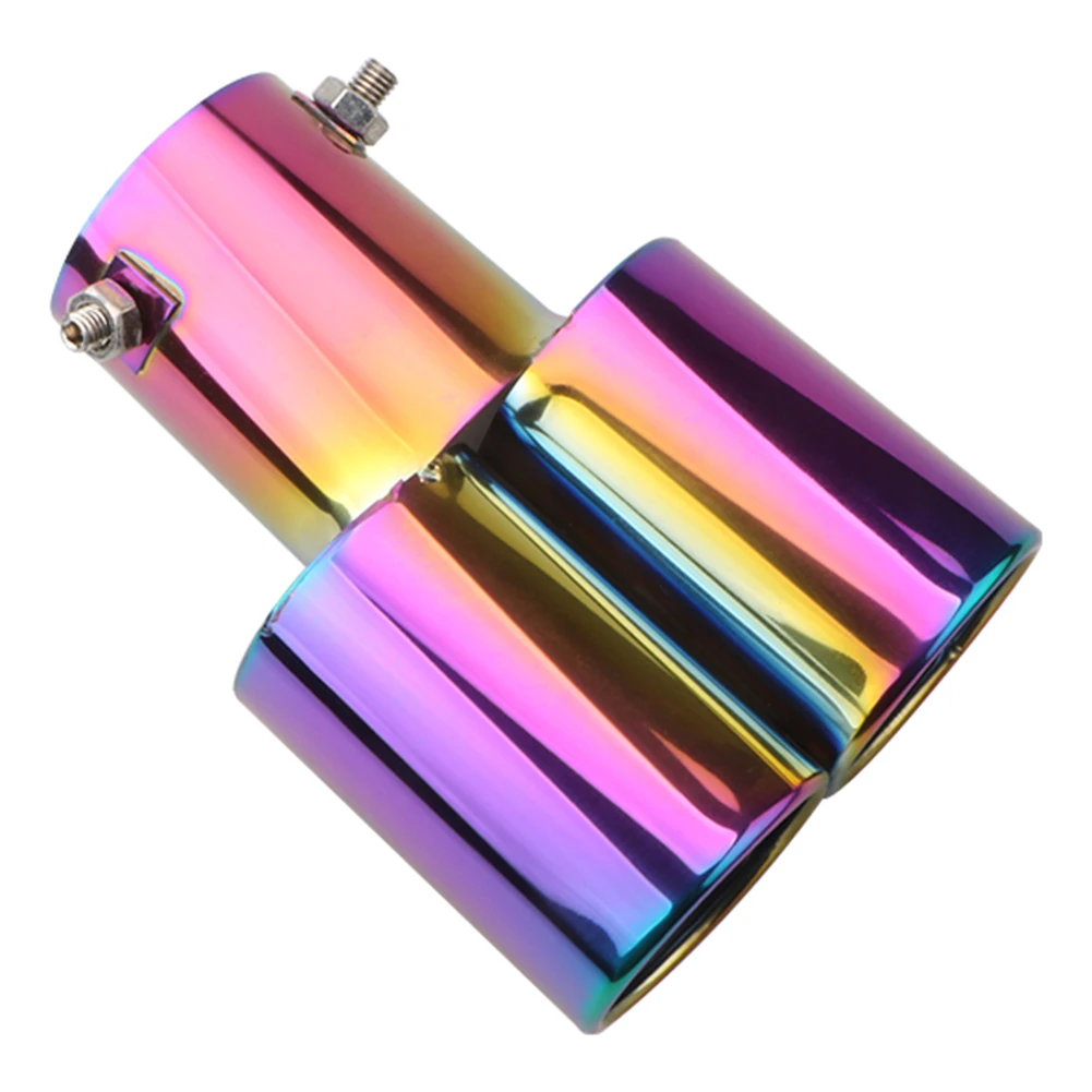 Dual Outlet Car Exhaust Tip Bolt-on Straight Cut Stainless Steel Tailpipe 2.5 inch ID Inlet Auto Muffler Silencer | Автомобили и