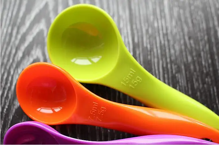 

500sets 5pcs/set Measuring Spoons Colorful Plastic (1/2.5/5/7.5/15ml) Measure Spoon Super Useful Sugar Cake Baking Spoon