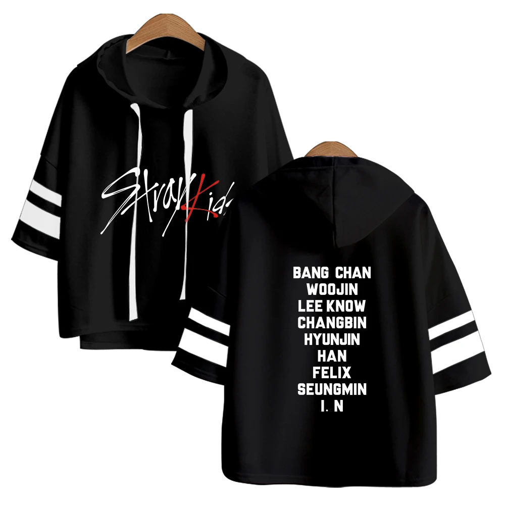 

New Korean Kpop Stray Kids Cropped Hooded Tops Hip Hop Hoodies Sweatshirt Tops Clothes Harajuku Streetwear Crop Top Hoodie