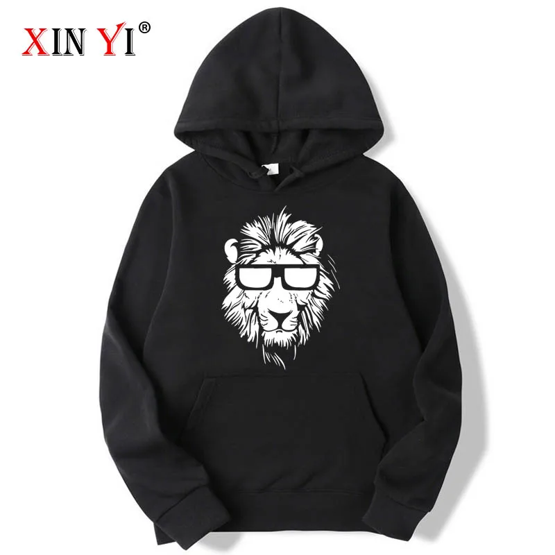 

XIN YI Fashion Brand Men's Hoodies Funny lion head printing Blended cotton Spring Autumn Male Casual hip hop Hoodies Sweatshirts