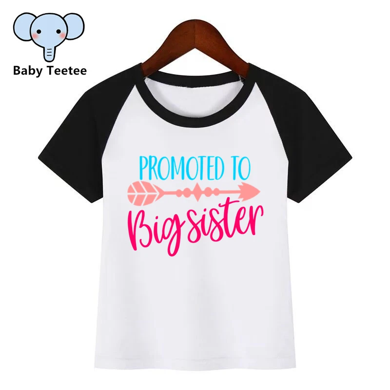 

Детская летняя футболка с принтом, с надписью «Promotion To Big Sister»