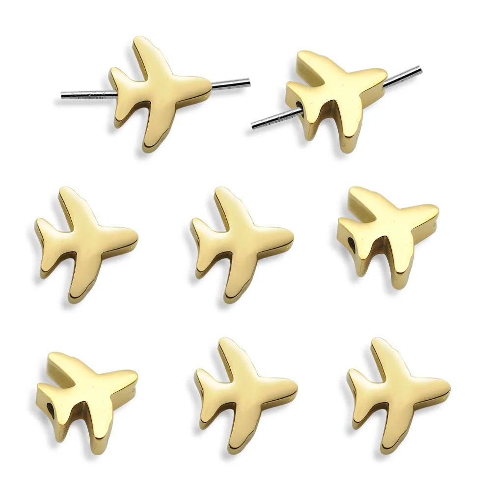 

3pcs/lot 100% Stainless Steel 12x13mm Airplane Bead DIY Jewelry Charms Wholesale Jewelry For Bracelet Making Never Fade