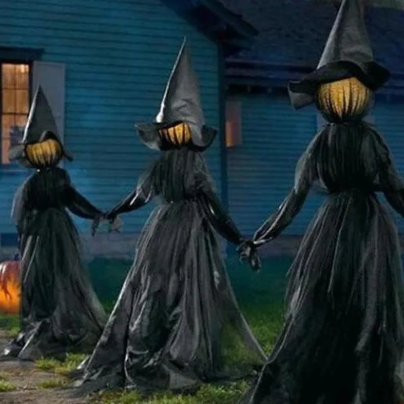 Decoraciones de Halloween para exteriores, luz que se ilumina con las manos, Screaming Witches, Sensor activado por sonido para el hogar, patio exterior, Fiesta en el jard&iacute;n-2