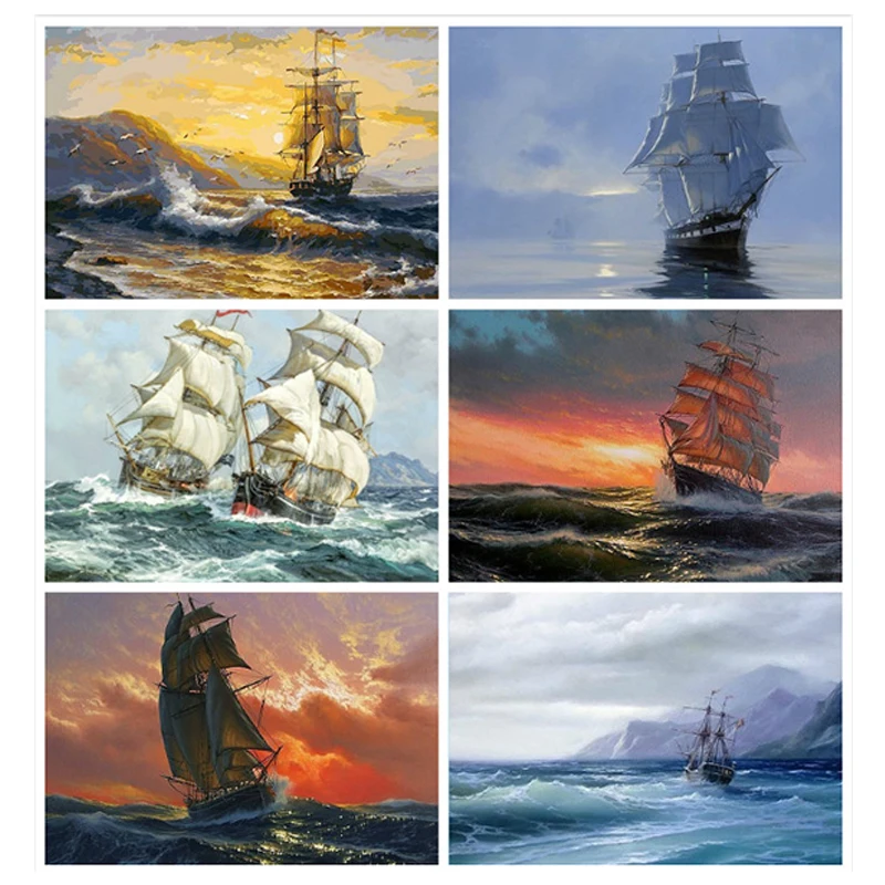 5D DIY алмазная живопись парусник на море Вышивка крестом Алмазная вышивка мозаика